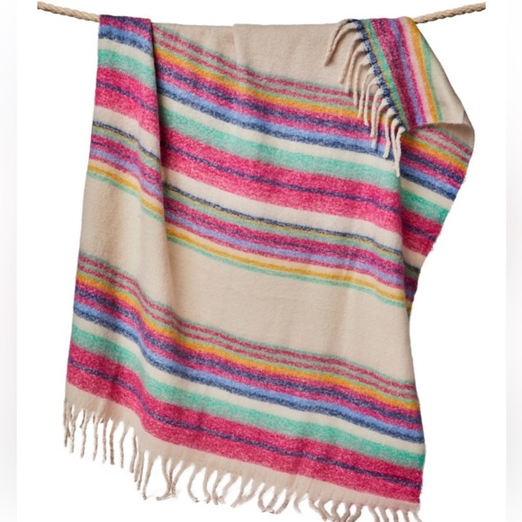 Free People Colorful Skye Stripe Throw Blanket Wrap, NWT - Picture 3 of 11